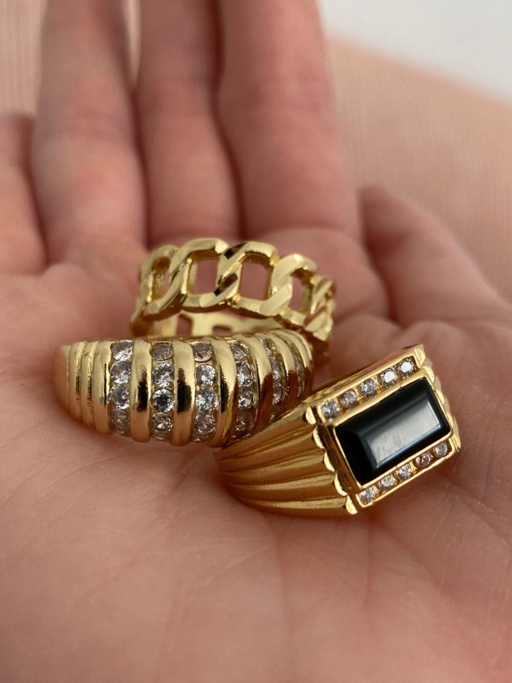 CHILD OF WILD SZ7 Ring SET Gold Stackable layering cocktail Rings Gold New